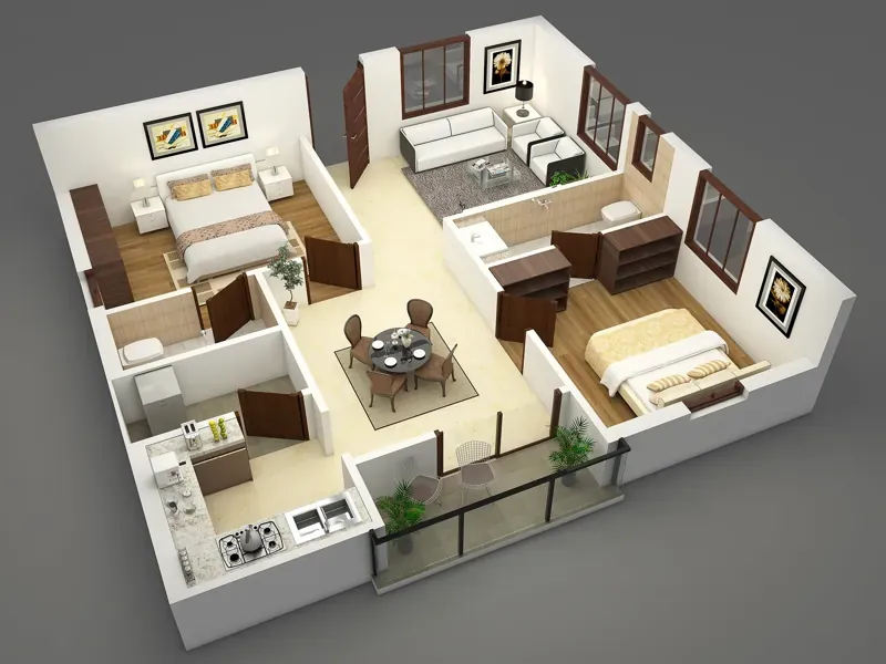 2 BHK indicative floor plan at Godrej Regent Park Kada Agrahara Sarjapur Road