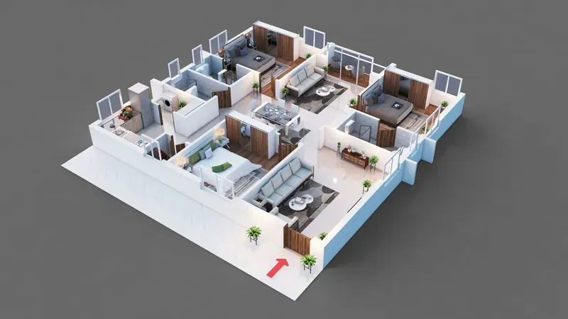 3 BHK indicative floor plan at Godrej Regent Park Kada Agrahara Sarjapur Road